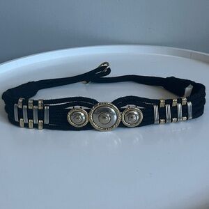 Vintage Accessories Unlimited Inc Black Rope Gold Silver Tone Decor Belt S/M